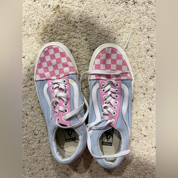 Vans Other - Pink white light blue checkered Vans men’s 7.5